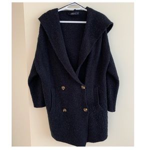 Zara Navy Knit Sweater Coat
